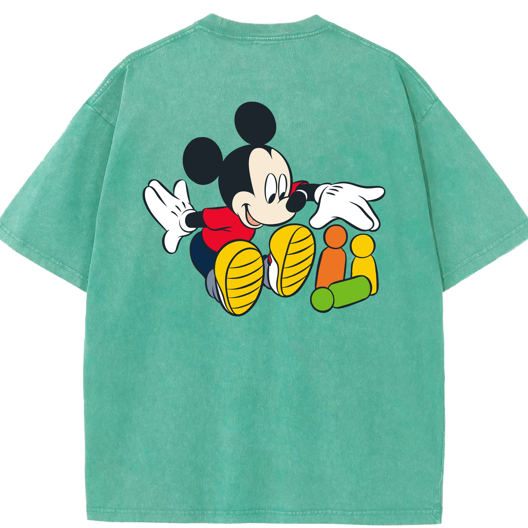 （画像用） ミッキーマウス Mickey Mouse 綿100% ヴィンテージ風 半袖Tシャツ（背面プリント）